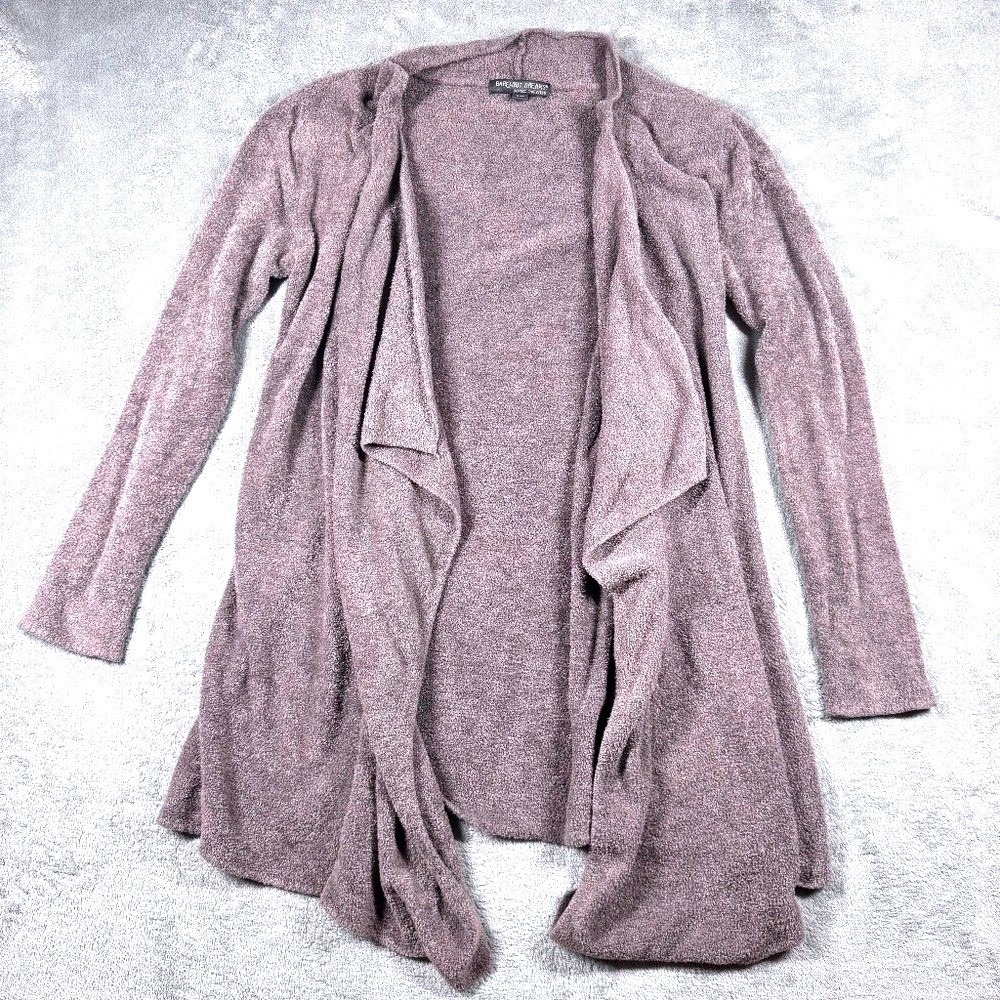 Barefoot Dreams Bamboo Chic Lite Cardigan Womens M Mauve Hi Low Open Front